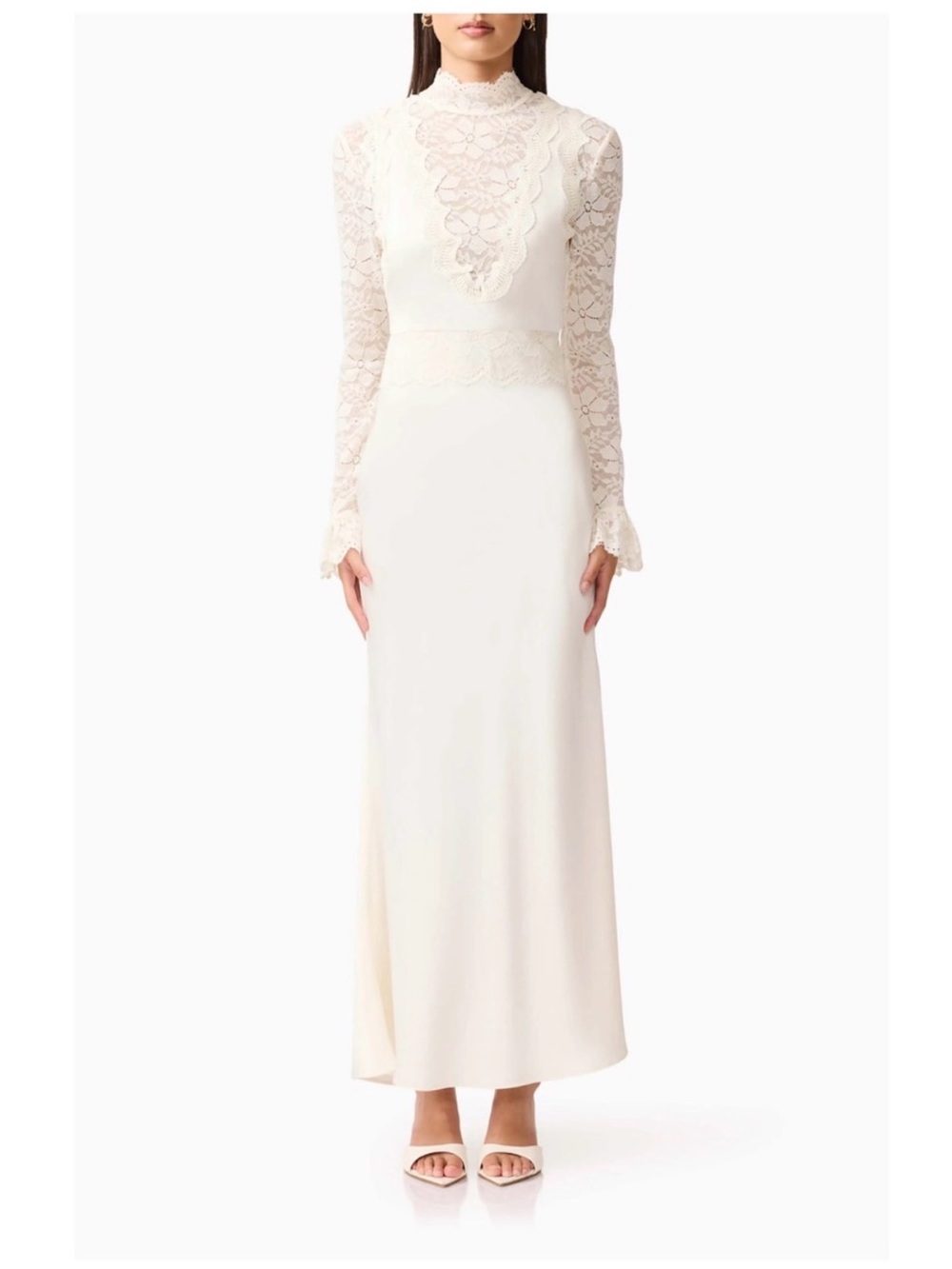 Elliatt Margot Lace Inset Long Sleeve Gown Size Small